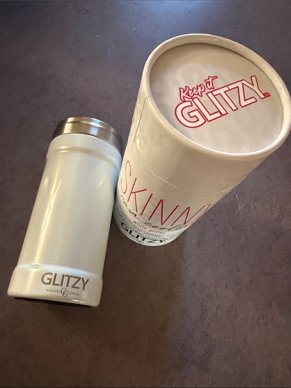 Glitz White Glitter Skinny Insulated Travel Tumbler - Keep it Glitz
